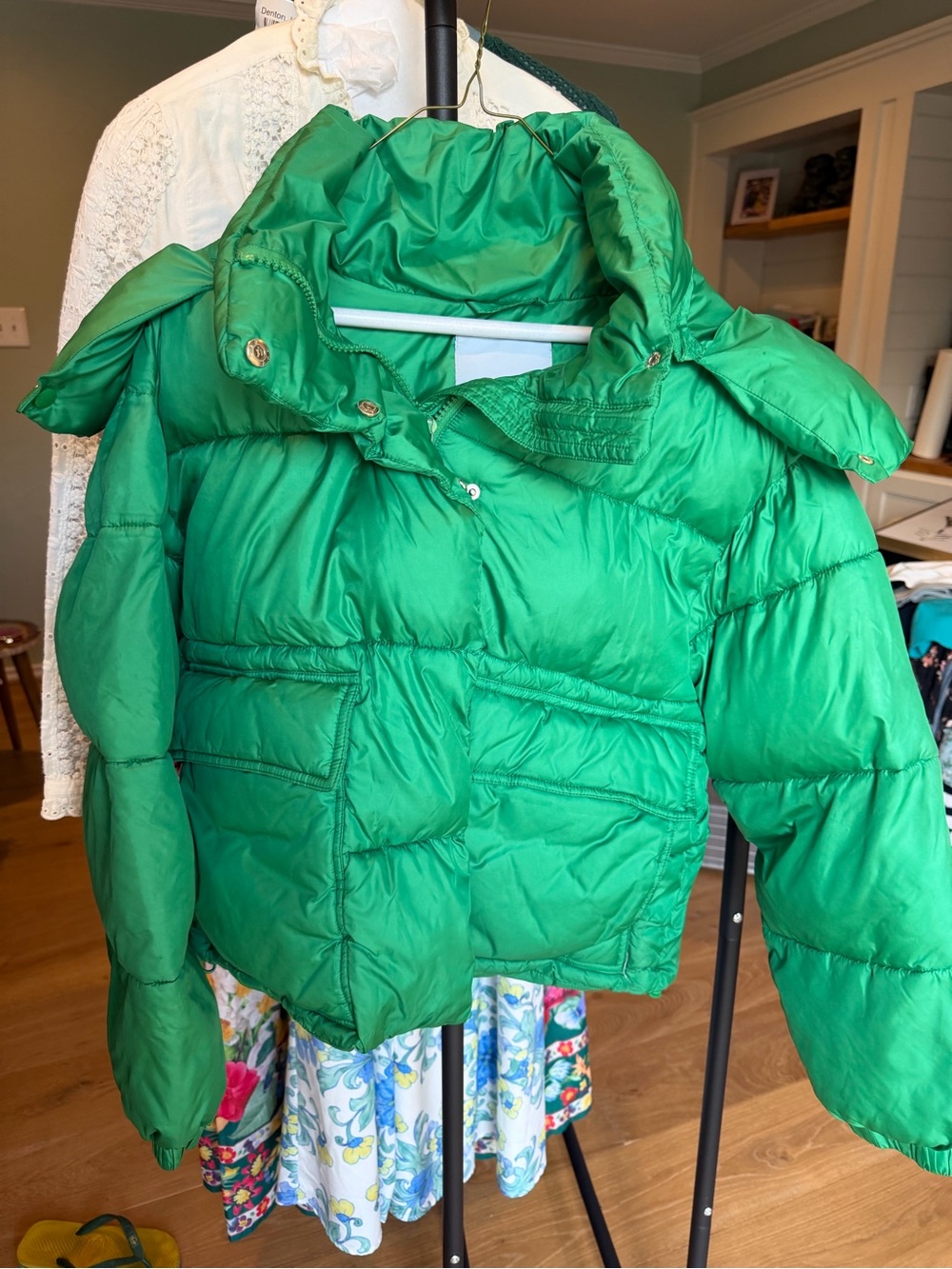 NVLT Bright Green Kids Puffer Jacket with Hood